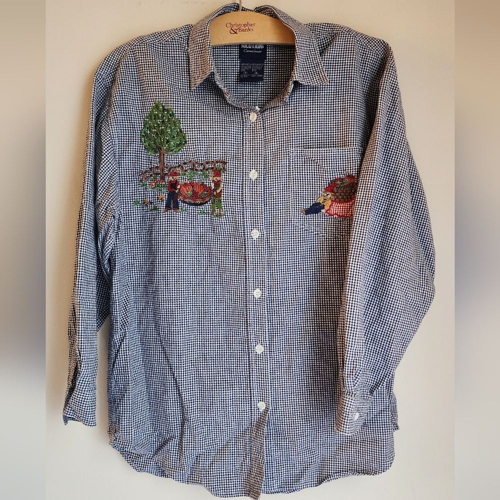 Vintage Fall Themed Gingham Button up shirt